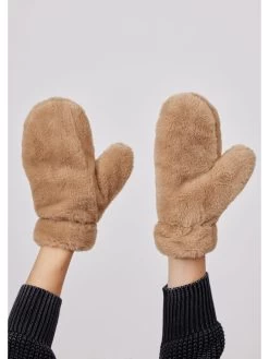 Hat Attack Fuzzy Faux Fur Mitten TAUPE