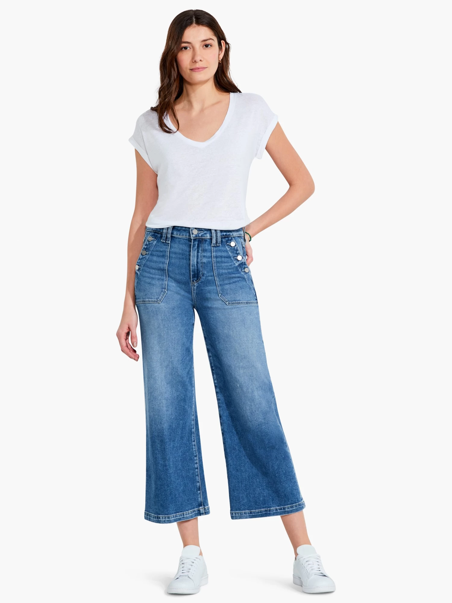 Paige - Aubrey Wide Leg W/ Utility Pockets MEDIUM WASH - Image 4