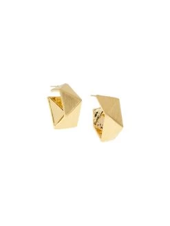 MARLYN SCHIFF WIDE GEOMETRIC POST HOOP EARRINGS