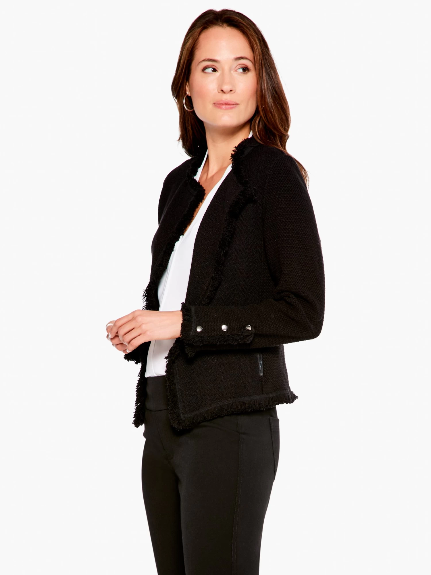 Fringe Mix Knit Jacket BLACK ONYX - Image 2