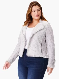 Fringe Mix Knit Jacket SUGAR COOKIE
