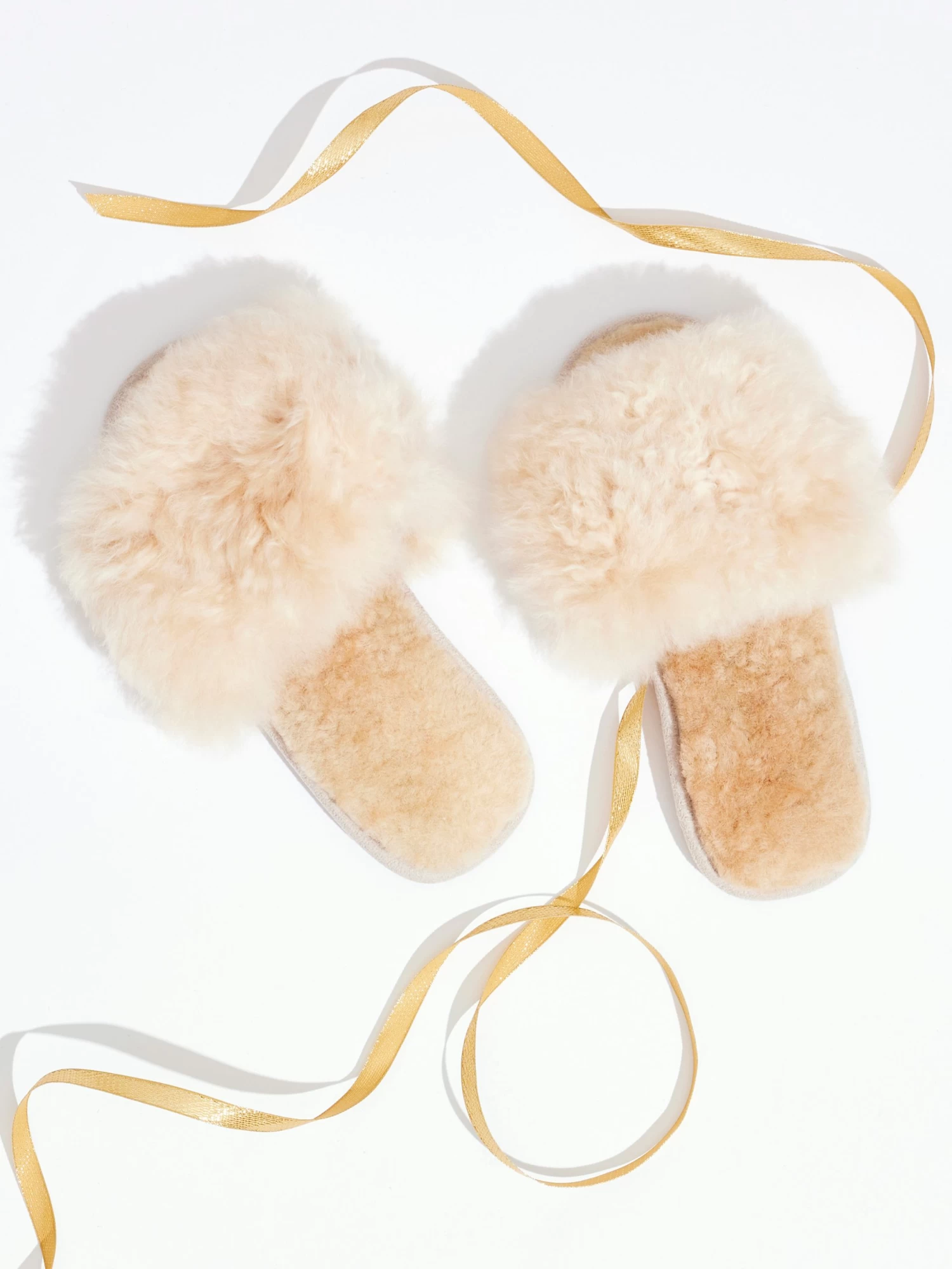 Samantha Holmes - Alpaca Fur Slides CHAMPAGNE