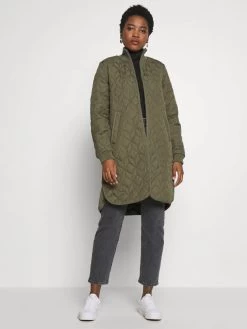 Ilse Jacobsen - Quilted Coat With Rib Trim GREEN