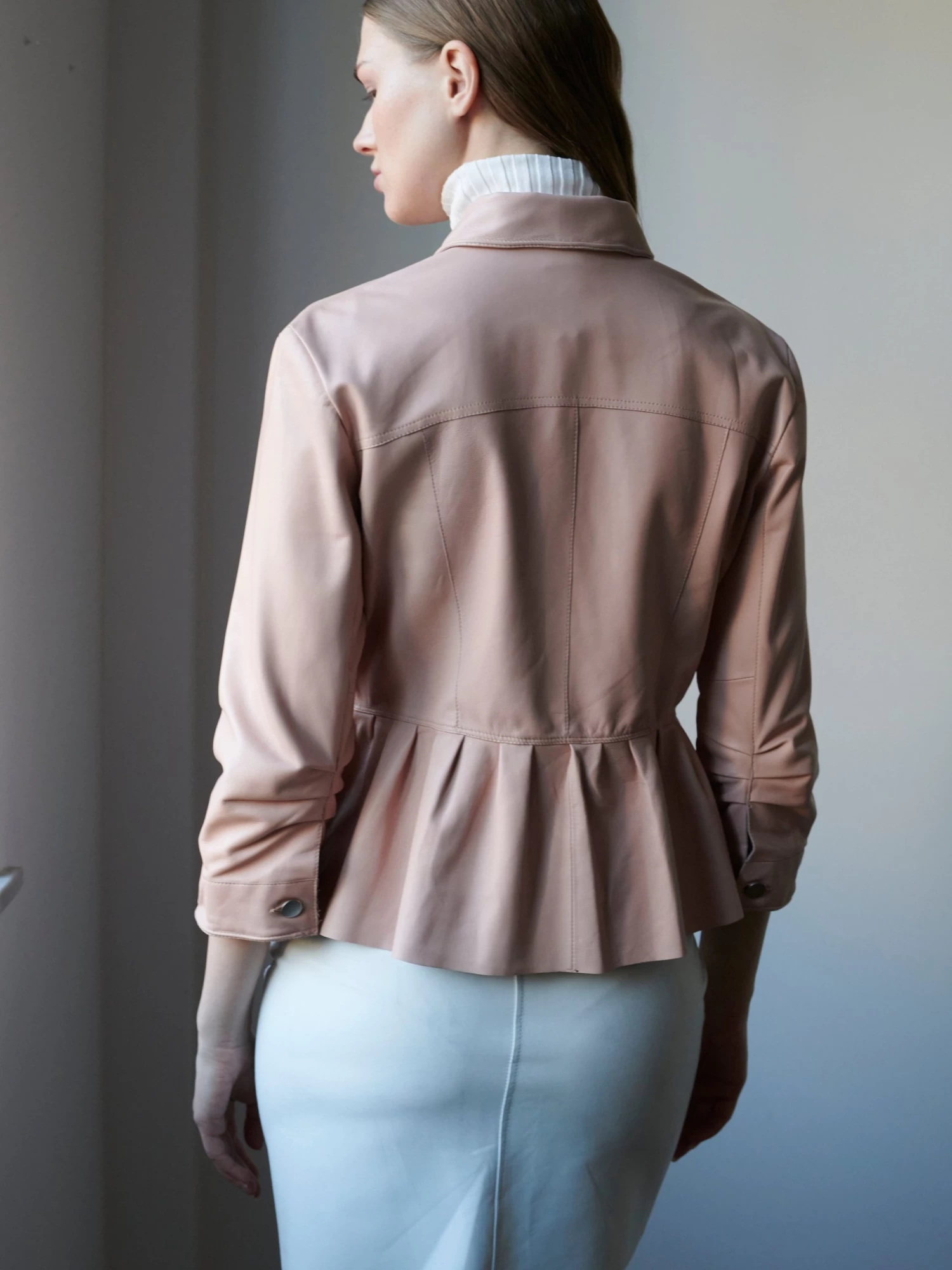 JKT Brie Burnished Leather With Peplum Hem - Image 4