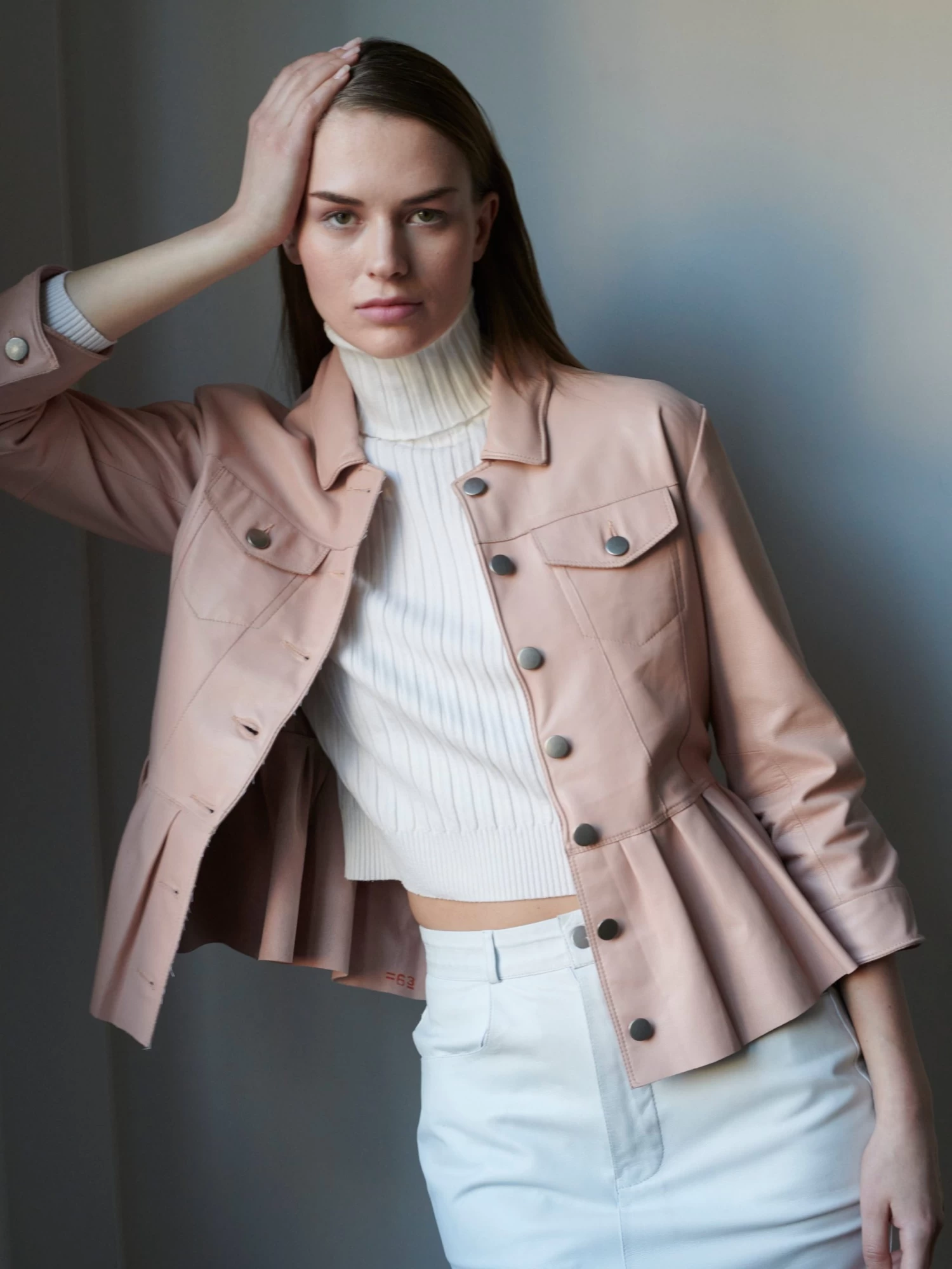 JKT Brie Burnished Leather With Peplum Hem - Image 5