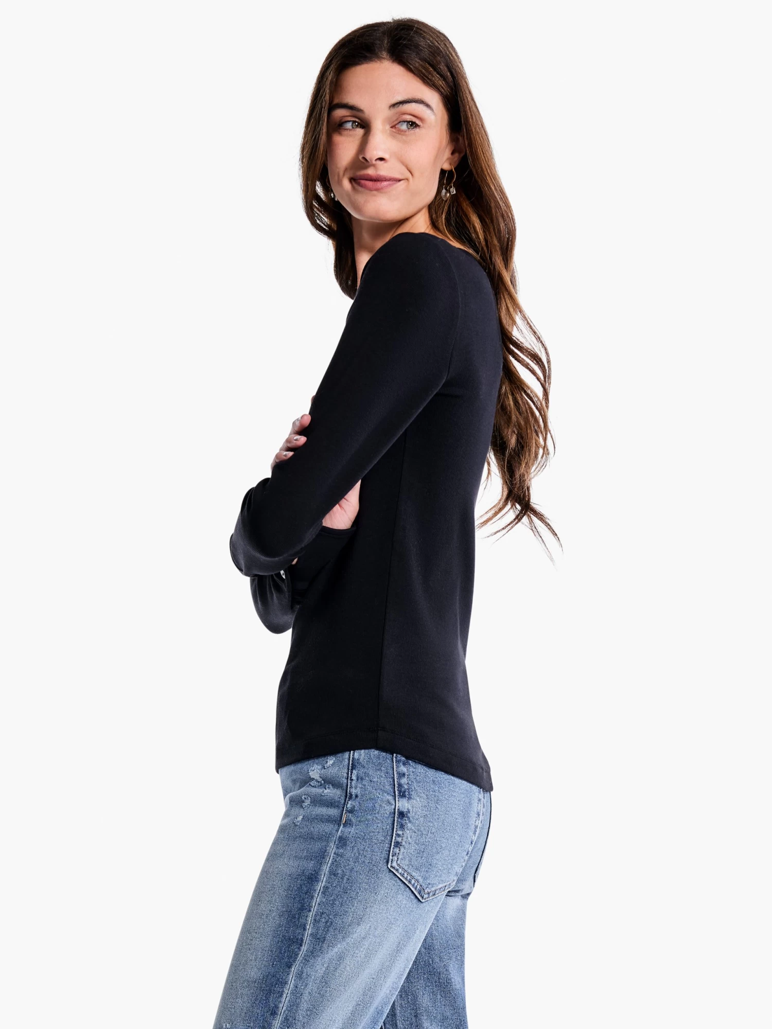 Perfect Rib Knit Cuffed Top - Image 2