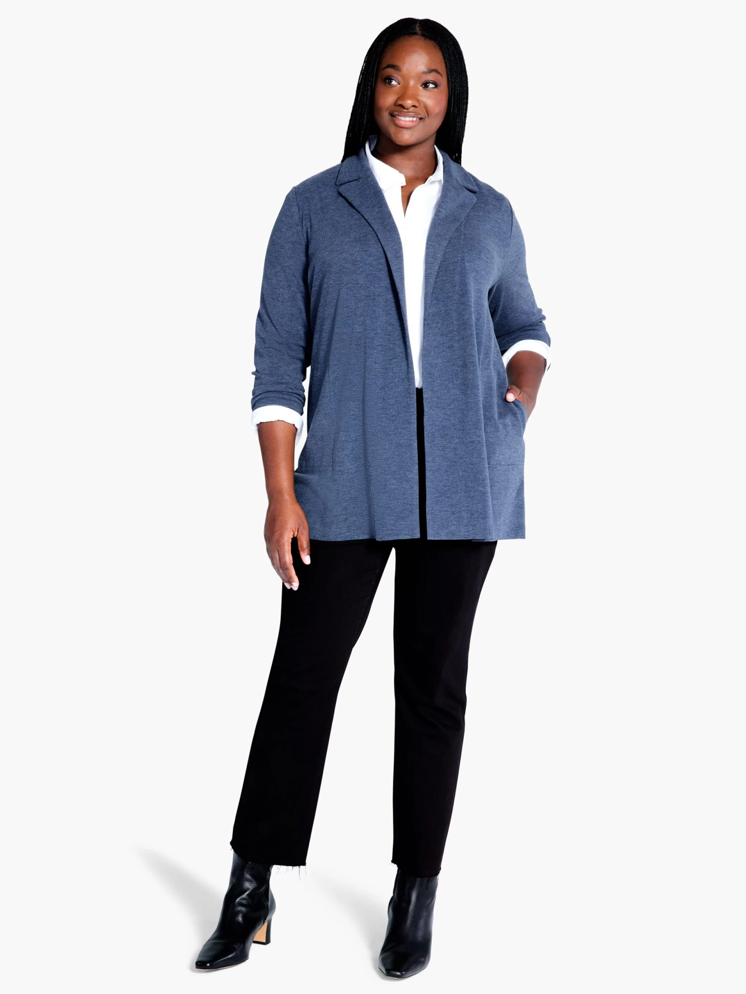 All Day Comfort Knit Blazer DARK INDIGO - Image 4