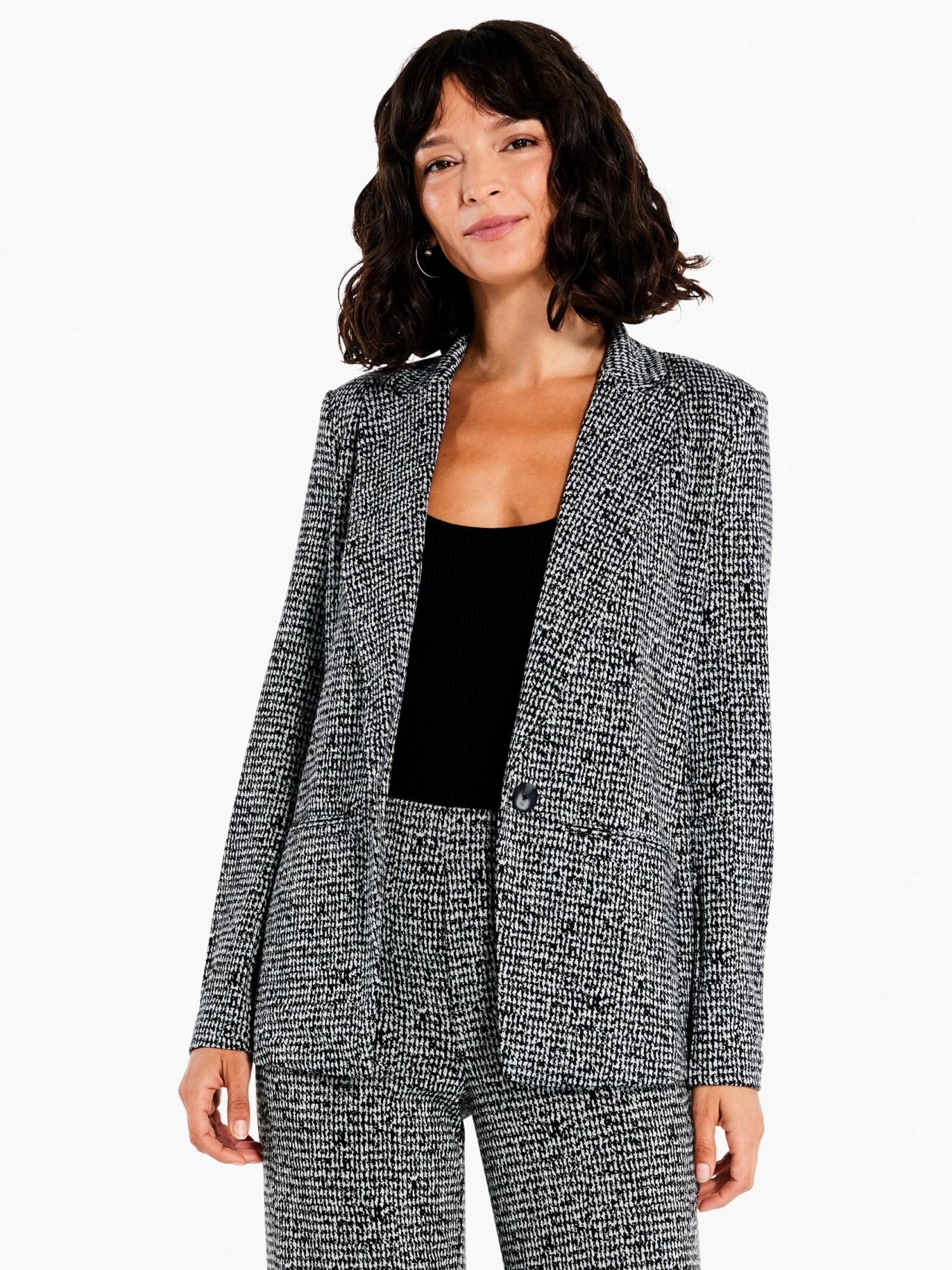 Etched Tweed Knit Blazer BLACK MULTI