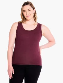Perfect Knit Rib Scoop Tank REDWOOD