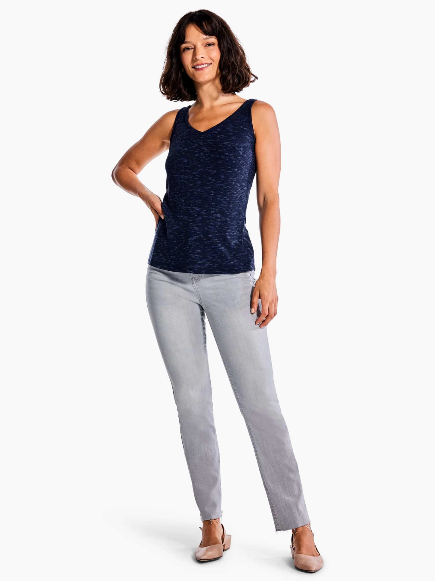 Drapey Rib Tank DARK INDIGO - Image 4