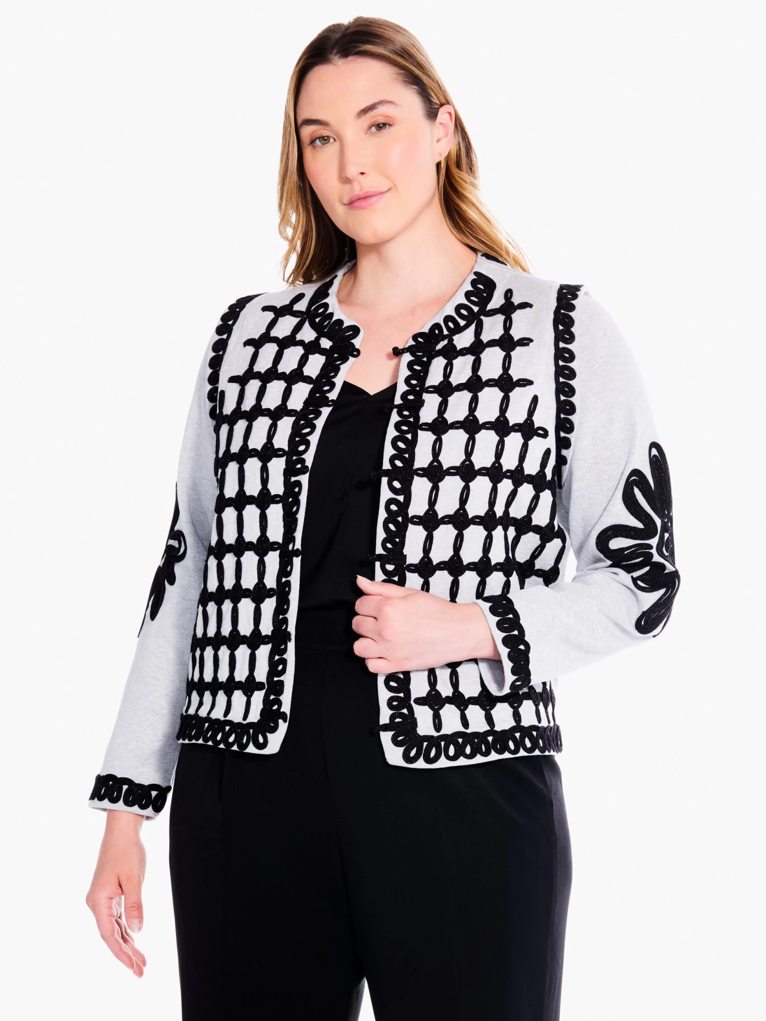 Romantic Soutache Knit Jacket GREY MULTI