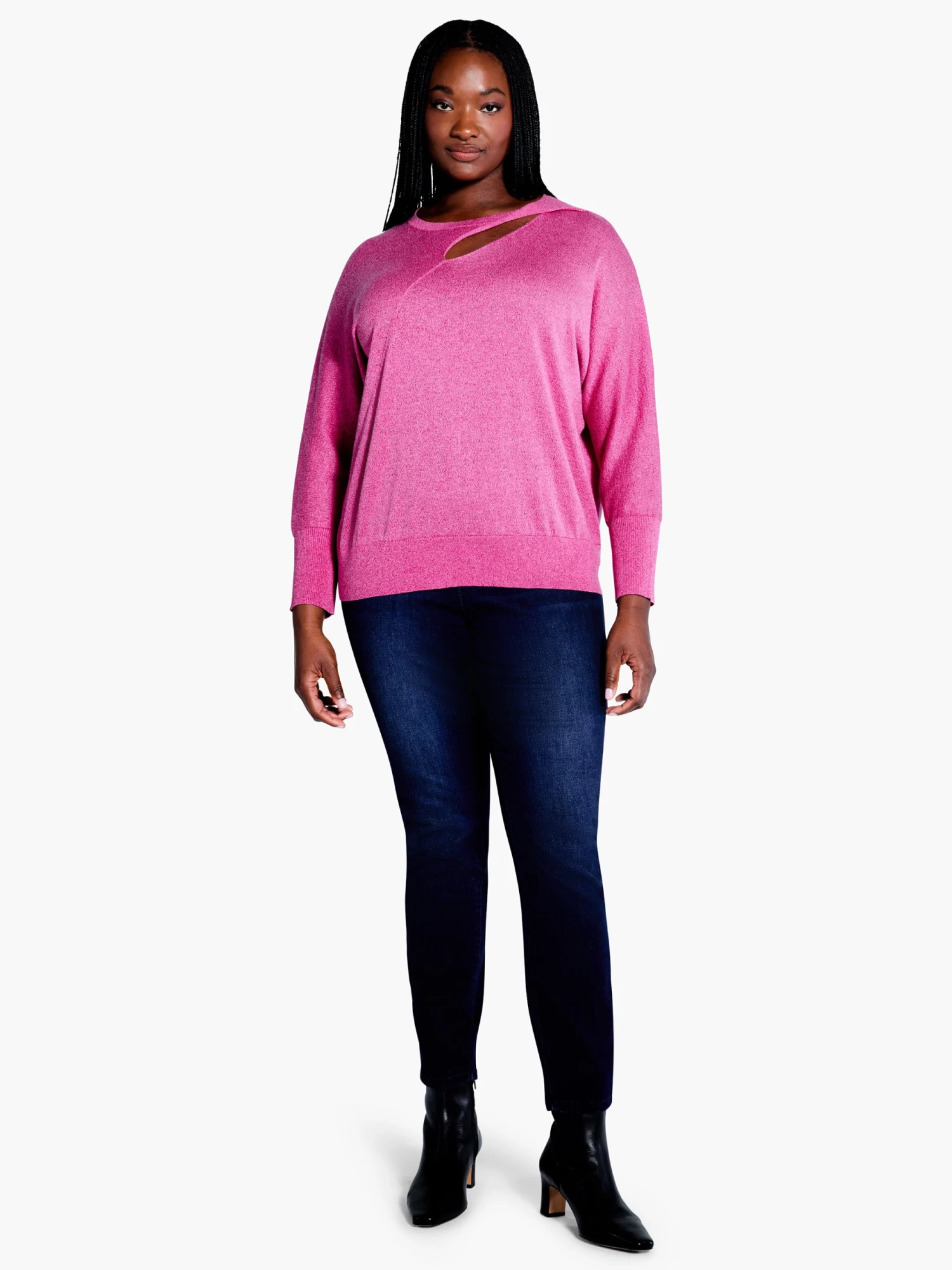 Soft Sleeve Twist Sweater Tee SHOCKING PINK - Image 2