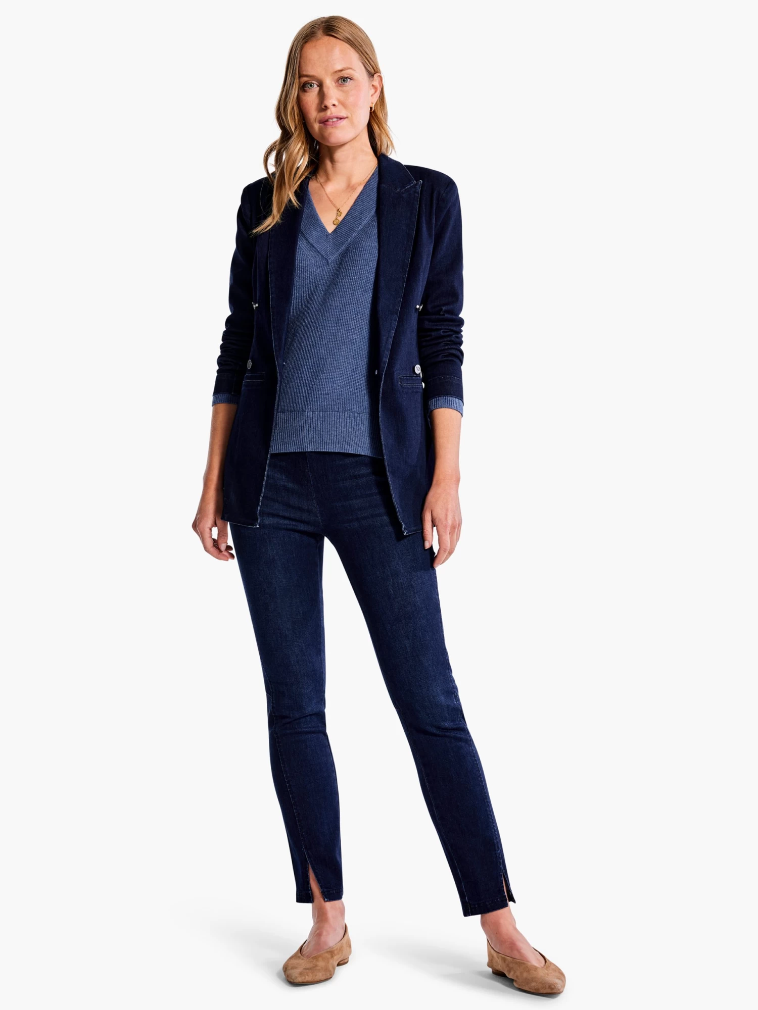 Waffle Stitch V-Neck Sweater - Image 4