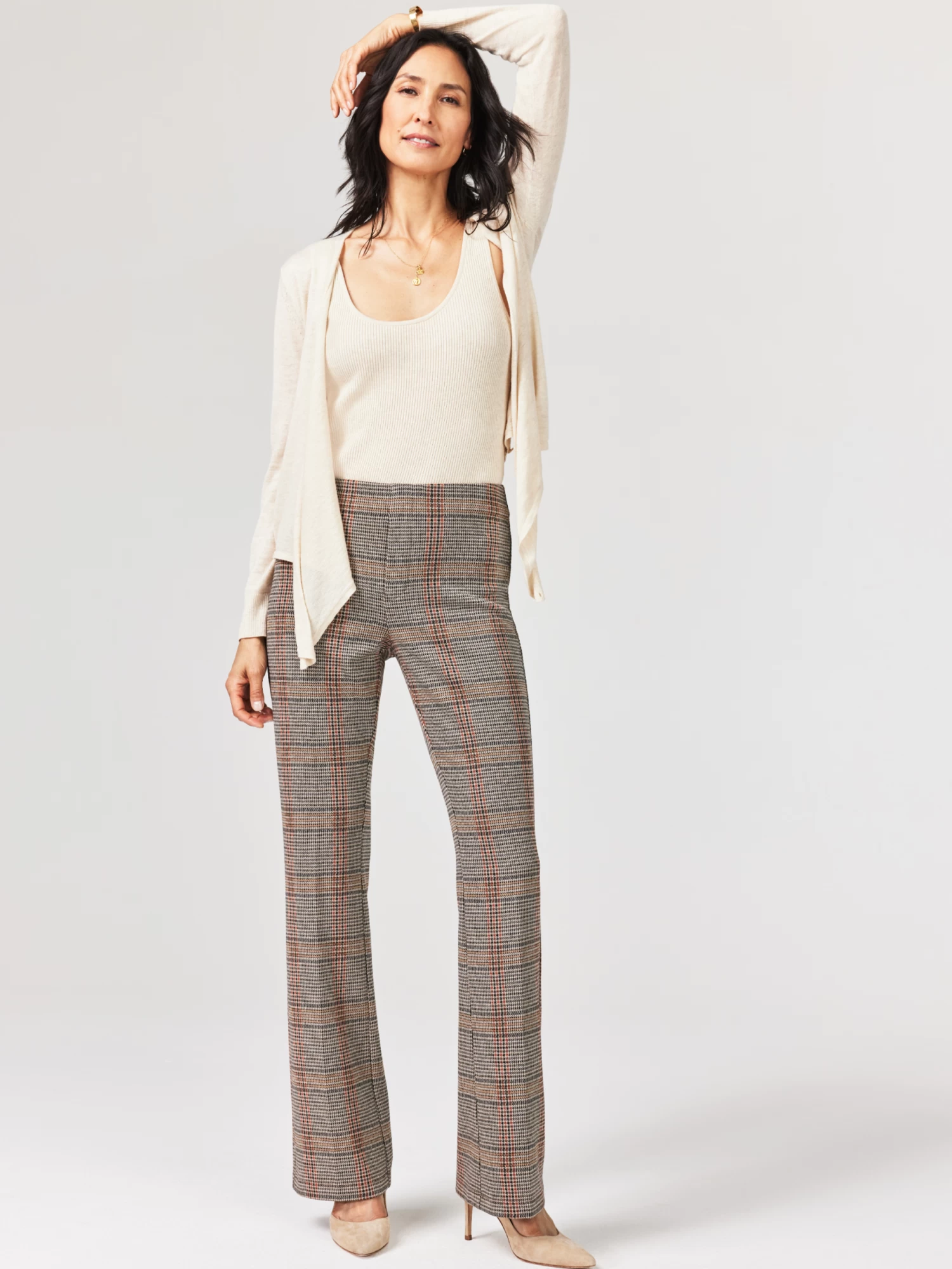 31" Sketched Plaid Bootcut Knit Pant NEUTRAL MULTI - Image 2