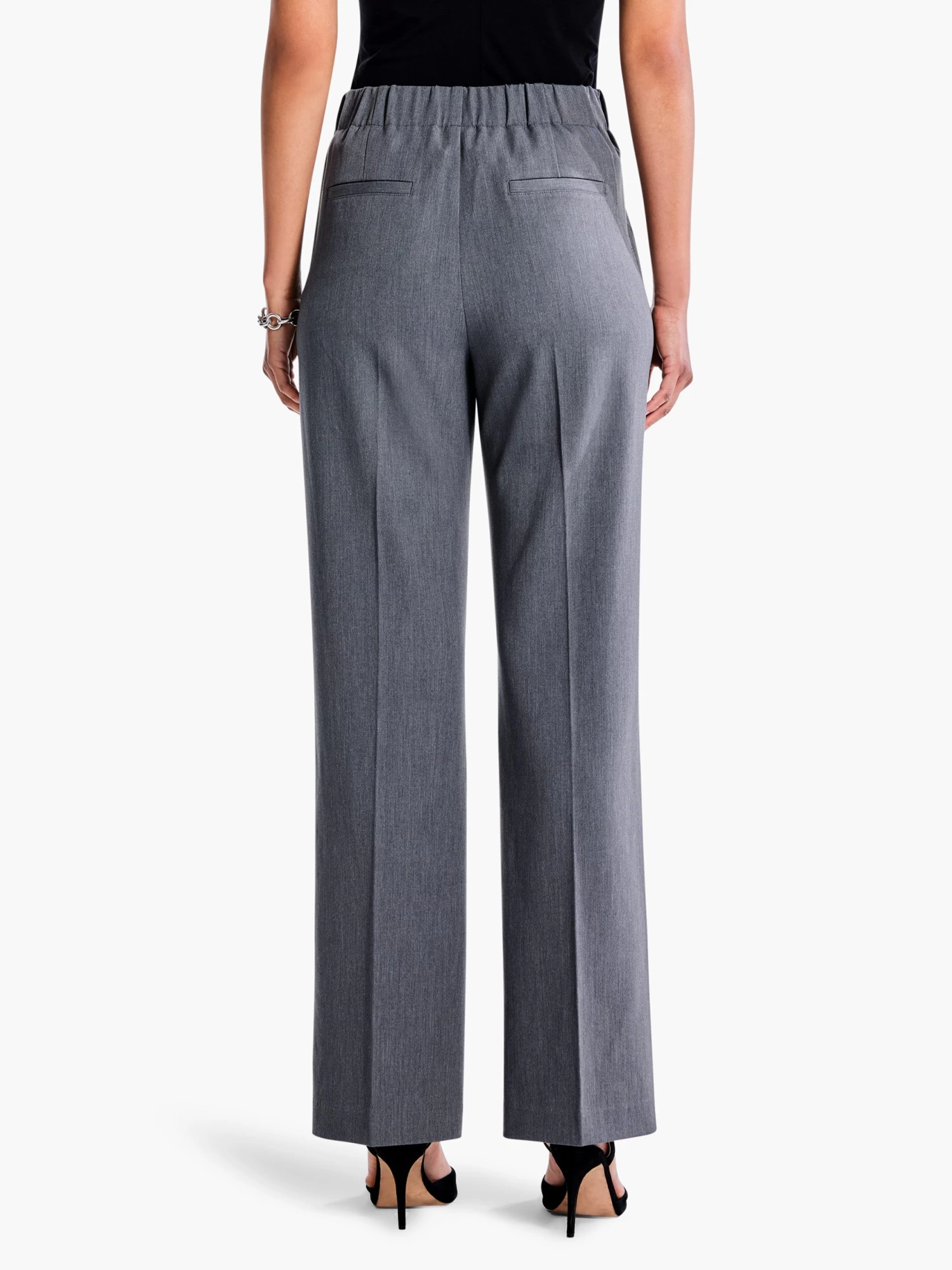 31" The Avenue Wide Leg Pleated Pant CHARCOAL - Image 4