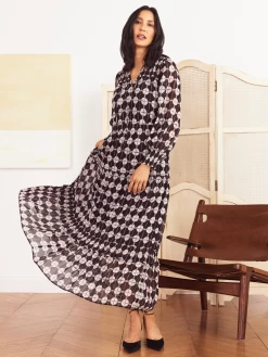 Chiffon Dot Dress BLACK MULTI