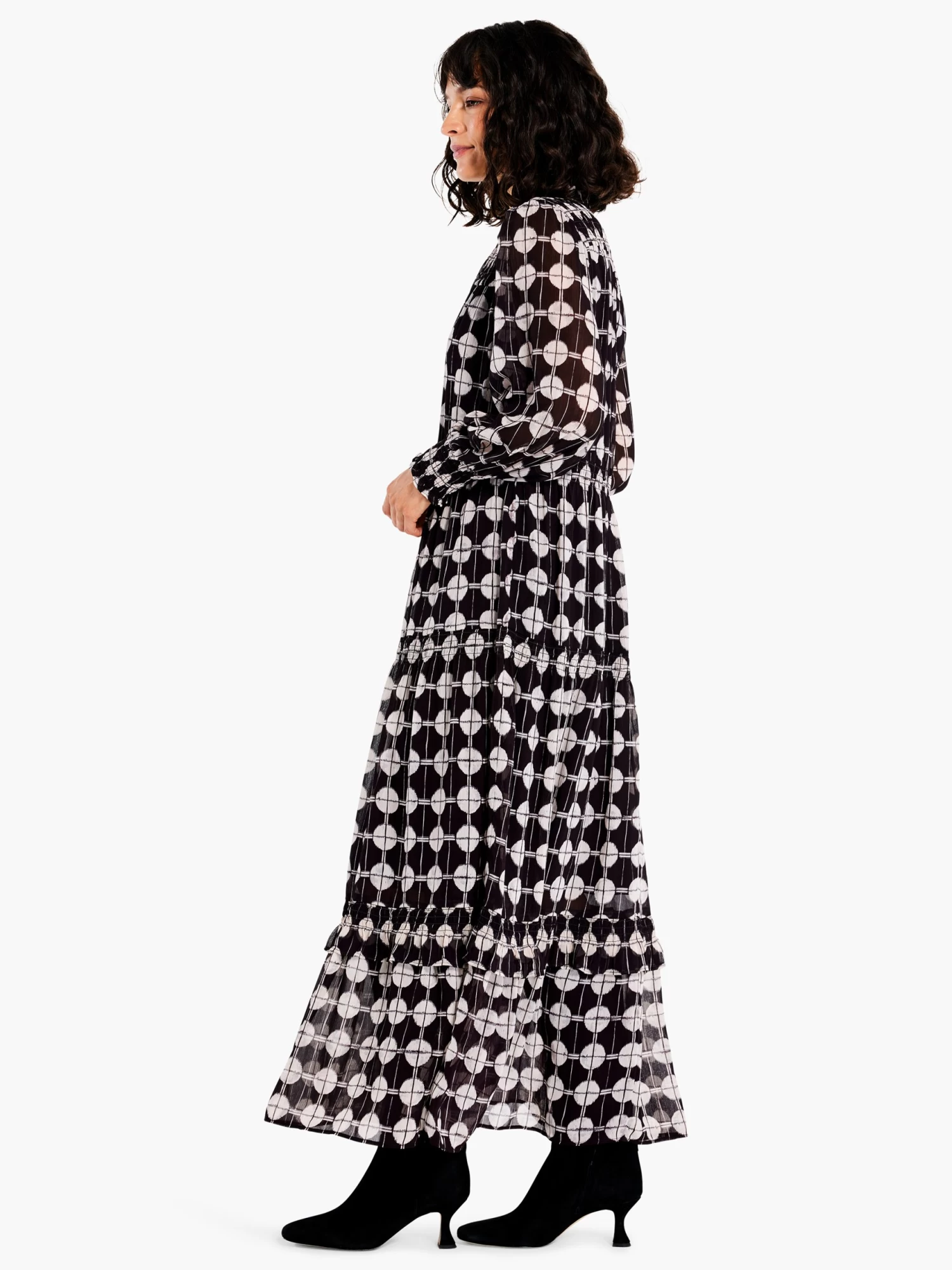 Chiffon Dot Dress BLACK MULTI - Image 3