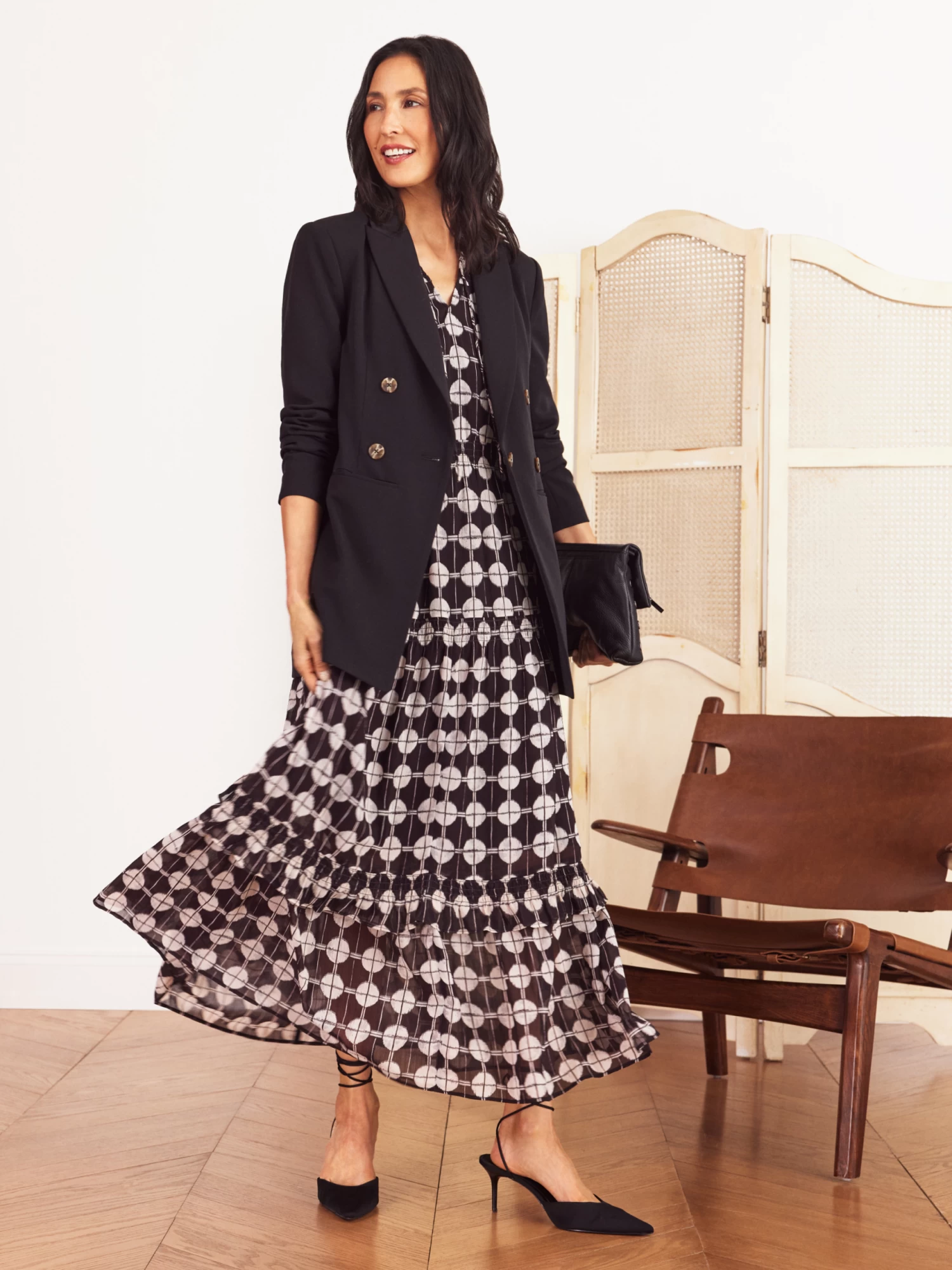 Chiffon Dot Dress BLACK MULTI - Image 5