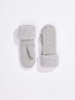 Hat Attack Cable Lined Mitten GREY