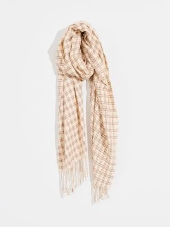 Hat Attack Stitched Plaid Scarf IVORY