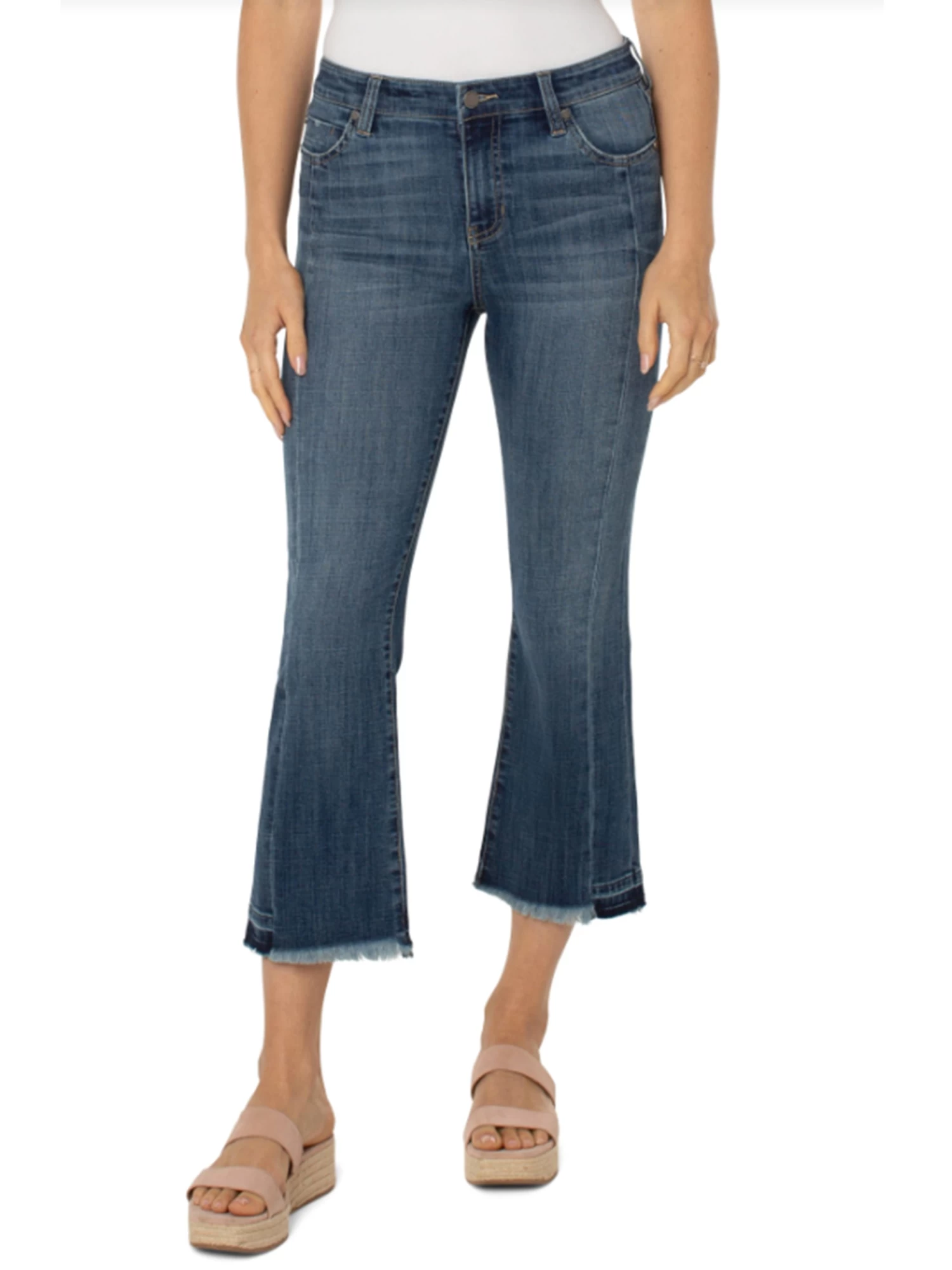 Liverpool - Hannah Crop Flare DARK WASH