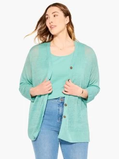 Featherweight Button Cardigan HAZY AQUA