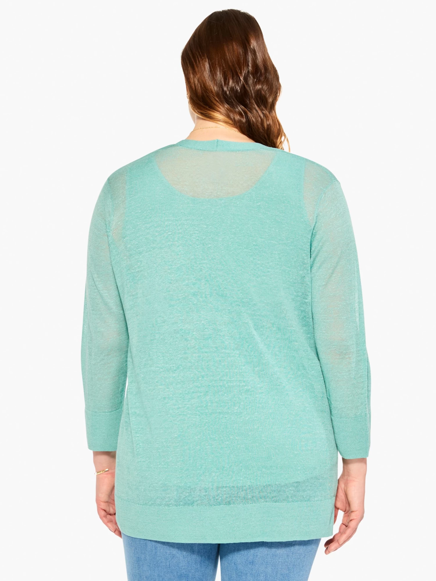 Featherweight Button Cardigan HAZY AQUA - Image 3