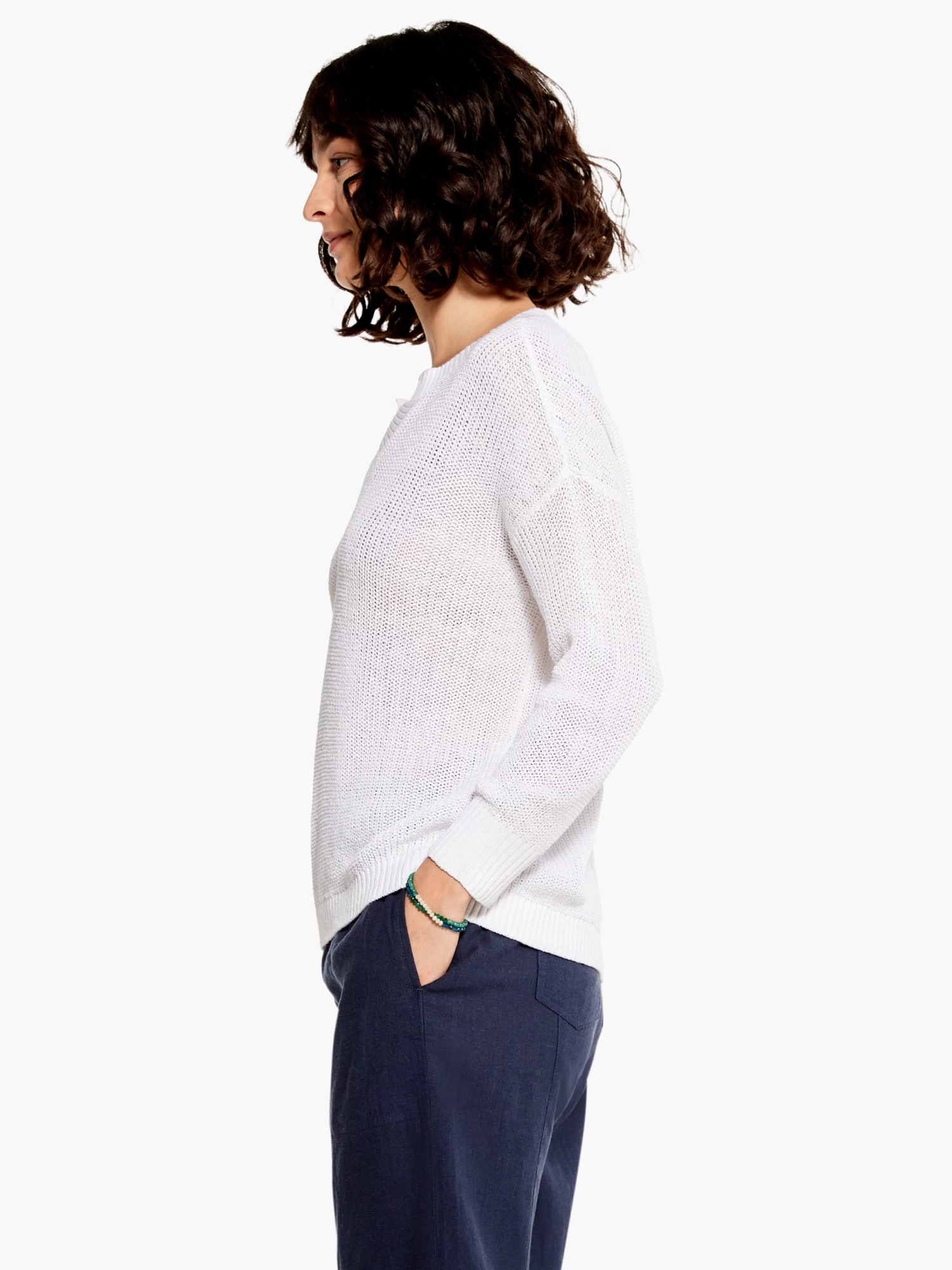 Summer Split Neck Sweater PAPER WHITE - Image 2