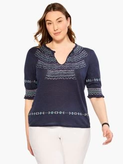 Intarsia Stitches Sweater INDIGO MULTI