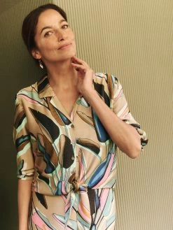 Banana Leaves Top AQUA MULTI