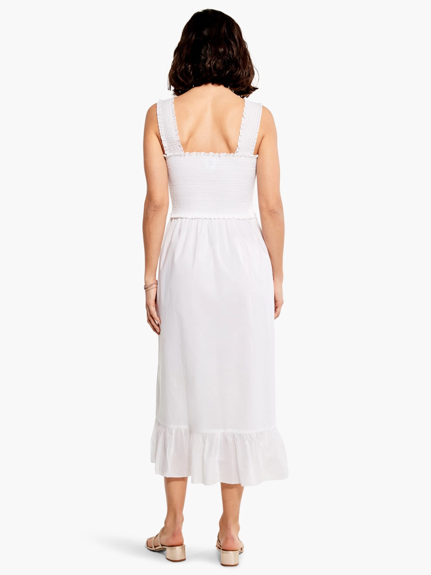 Cotton Lawn Smocked Dress PAPER WHITE - Image 3