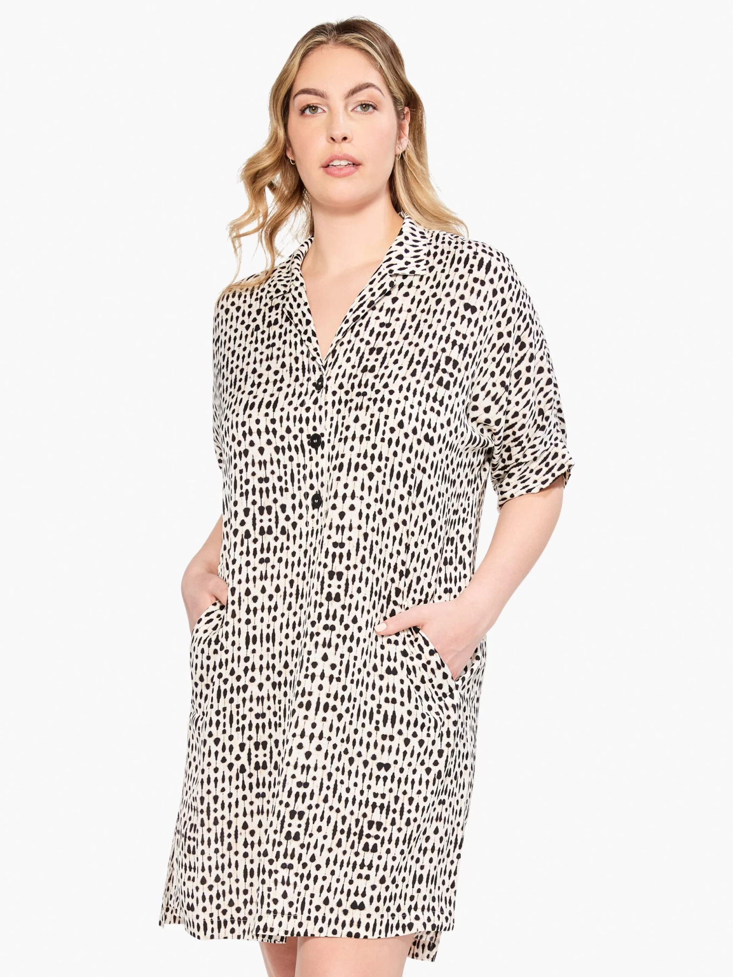 Inky Dots Dress WHITE MULTI