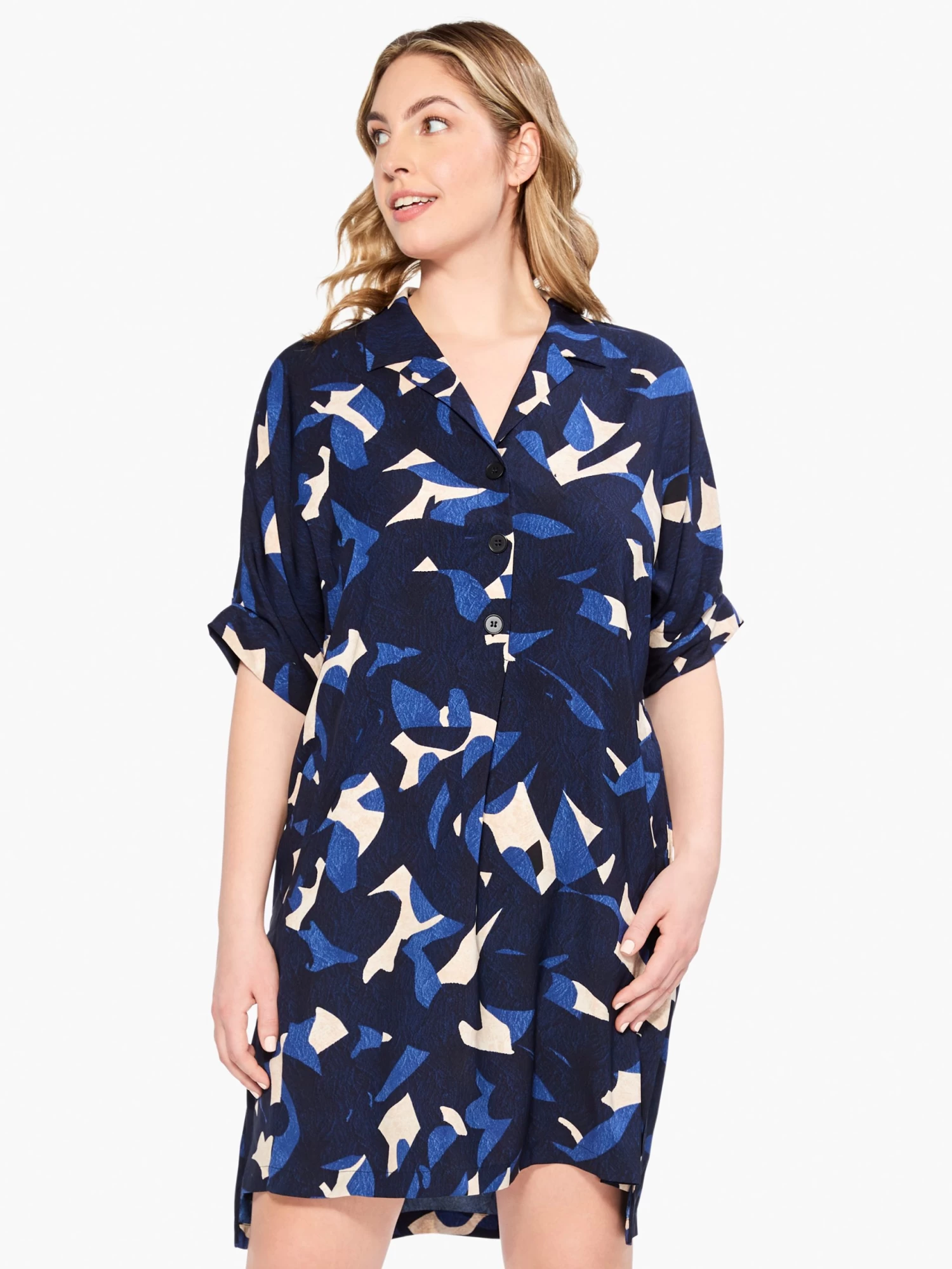 Abstract Billow Dress INDIGO MULTI