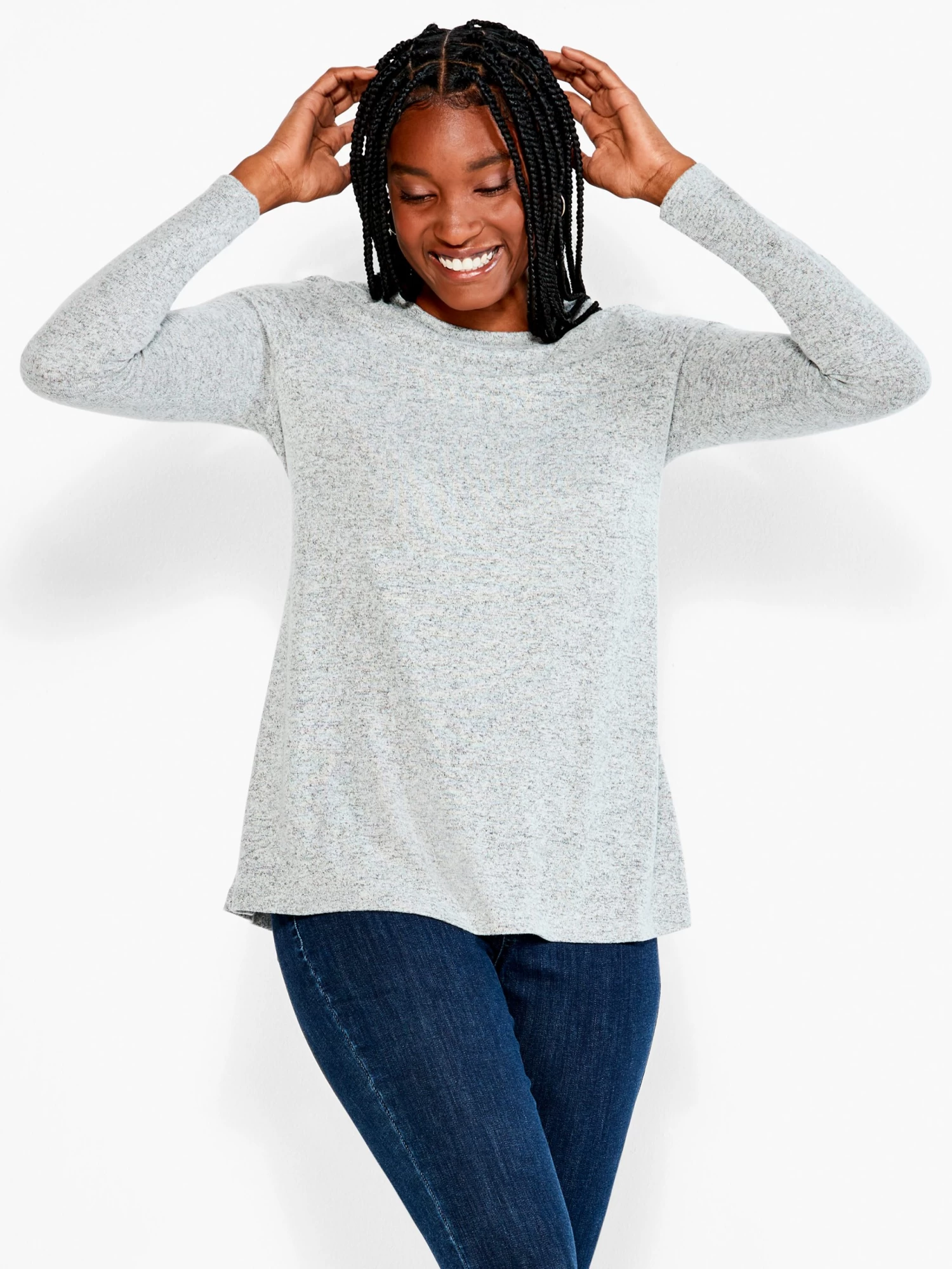 NZT Sweet Dreams Long Sleeve Crew Tee GREY MIX