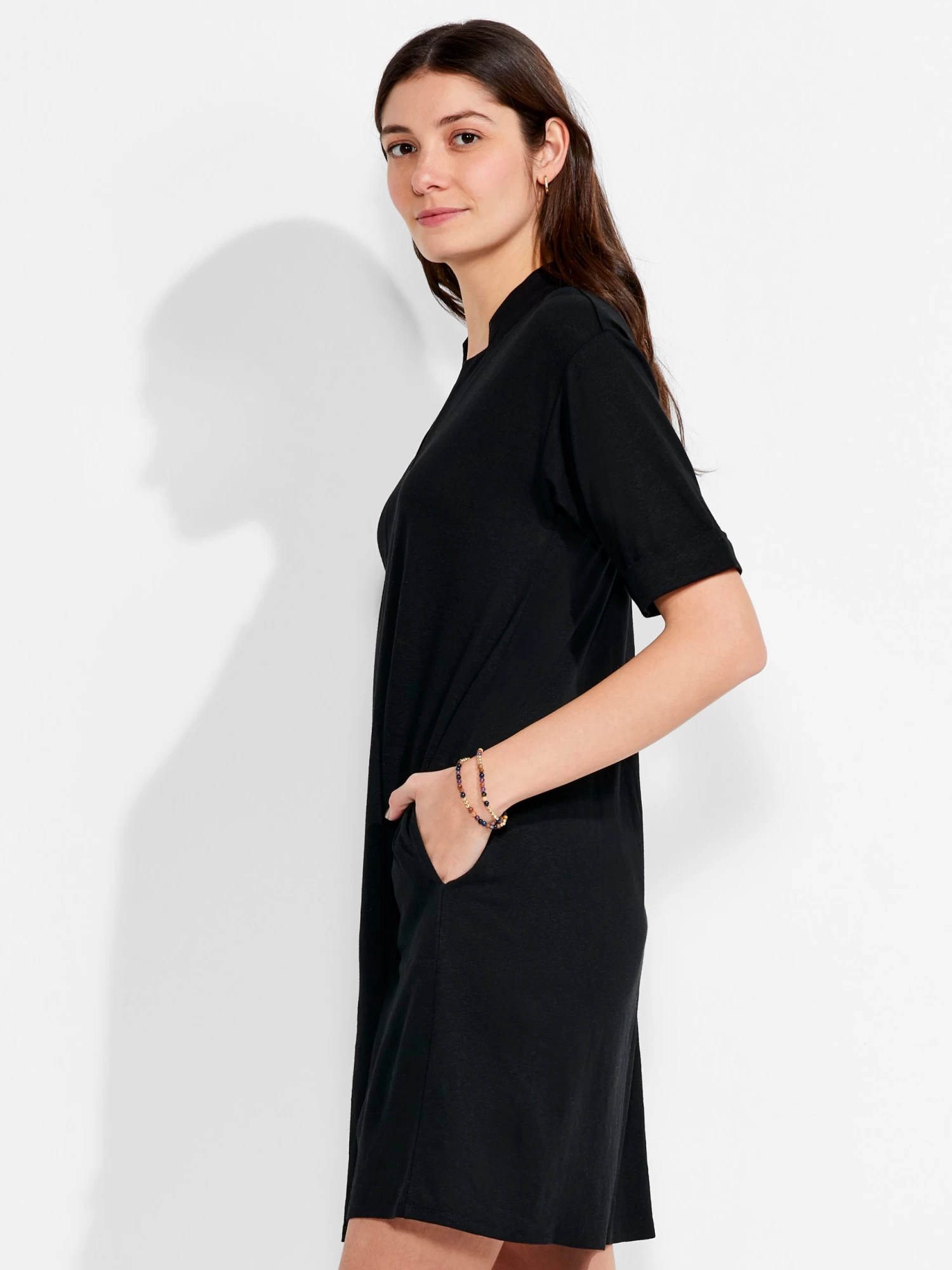 NZT Short Sleeve Notched V Dress - Image 2
