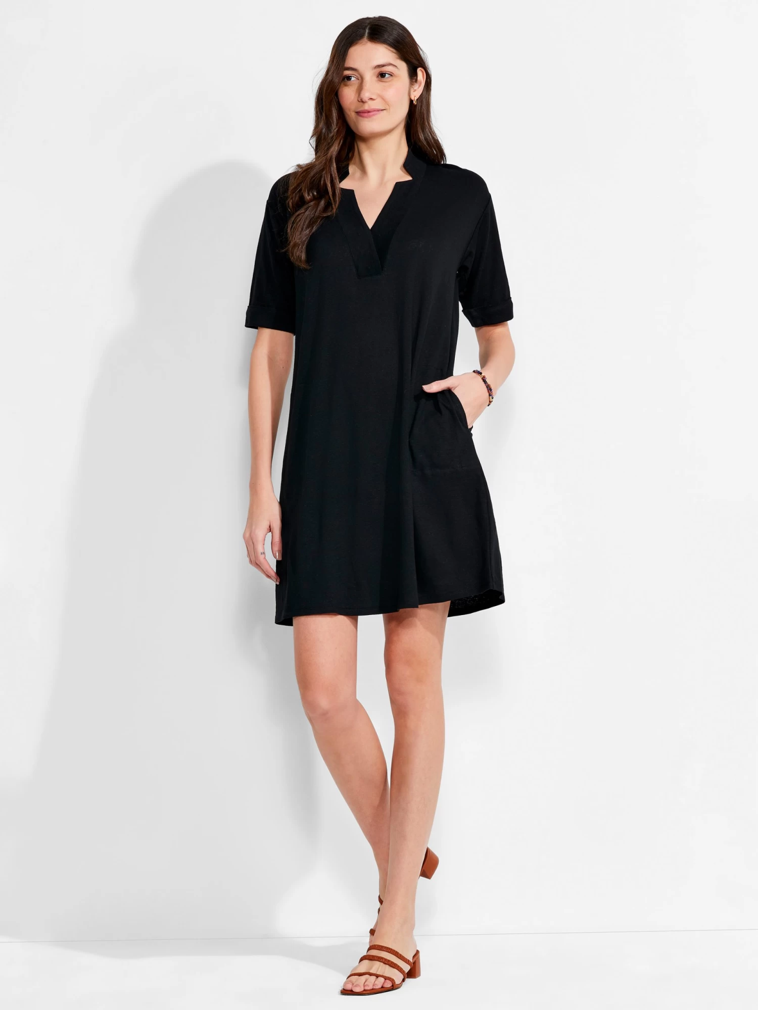 NZT Short Sleeve Notched V Dress - Image 4