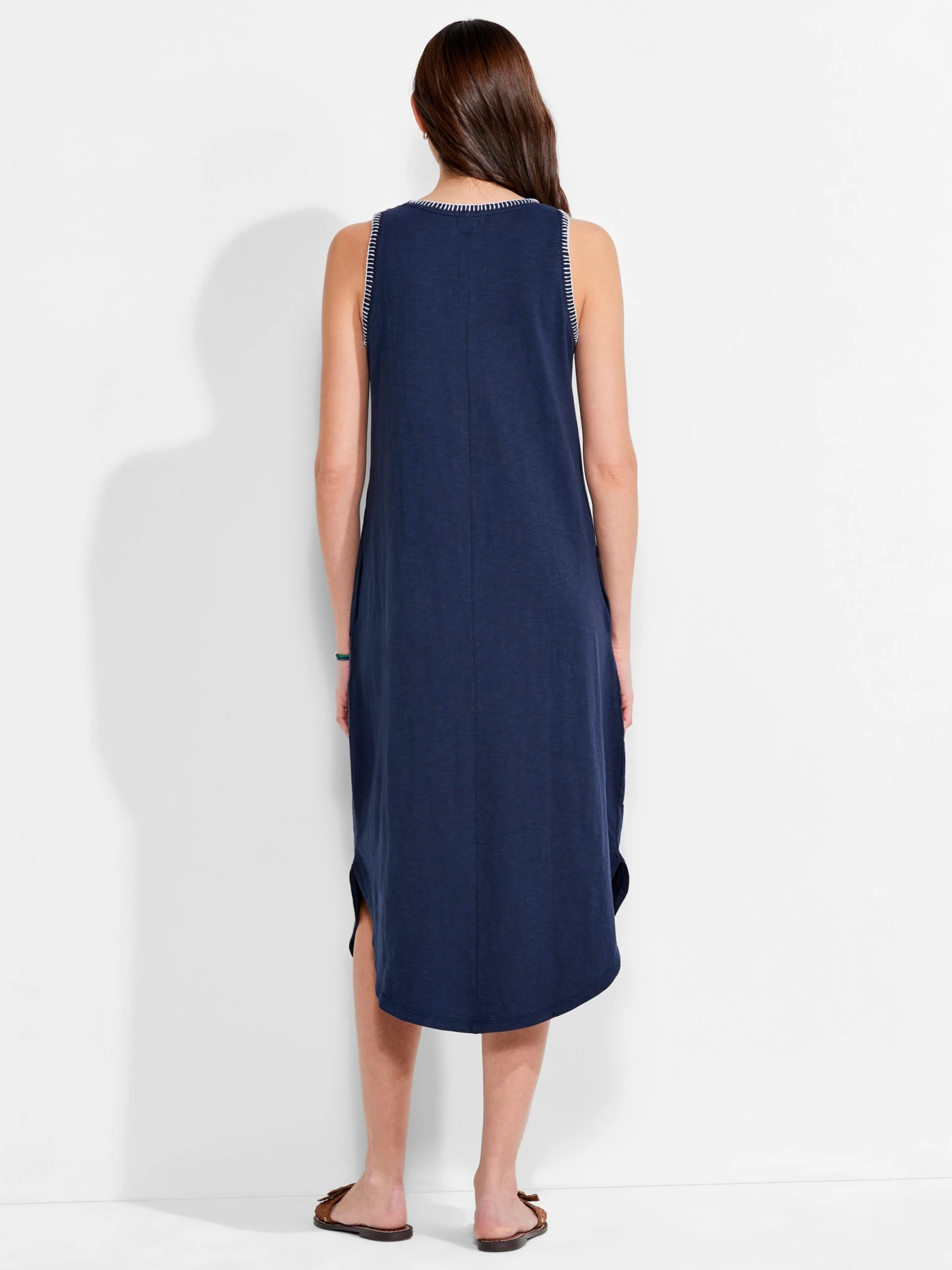 NZT Scoop Neck Stitch Tank Dress DARK INDIGO MULTI - Image 3