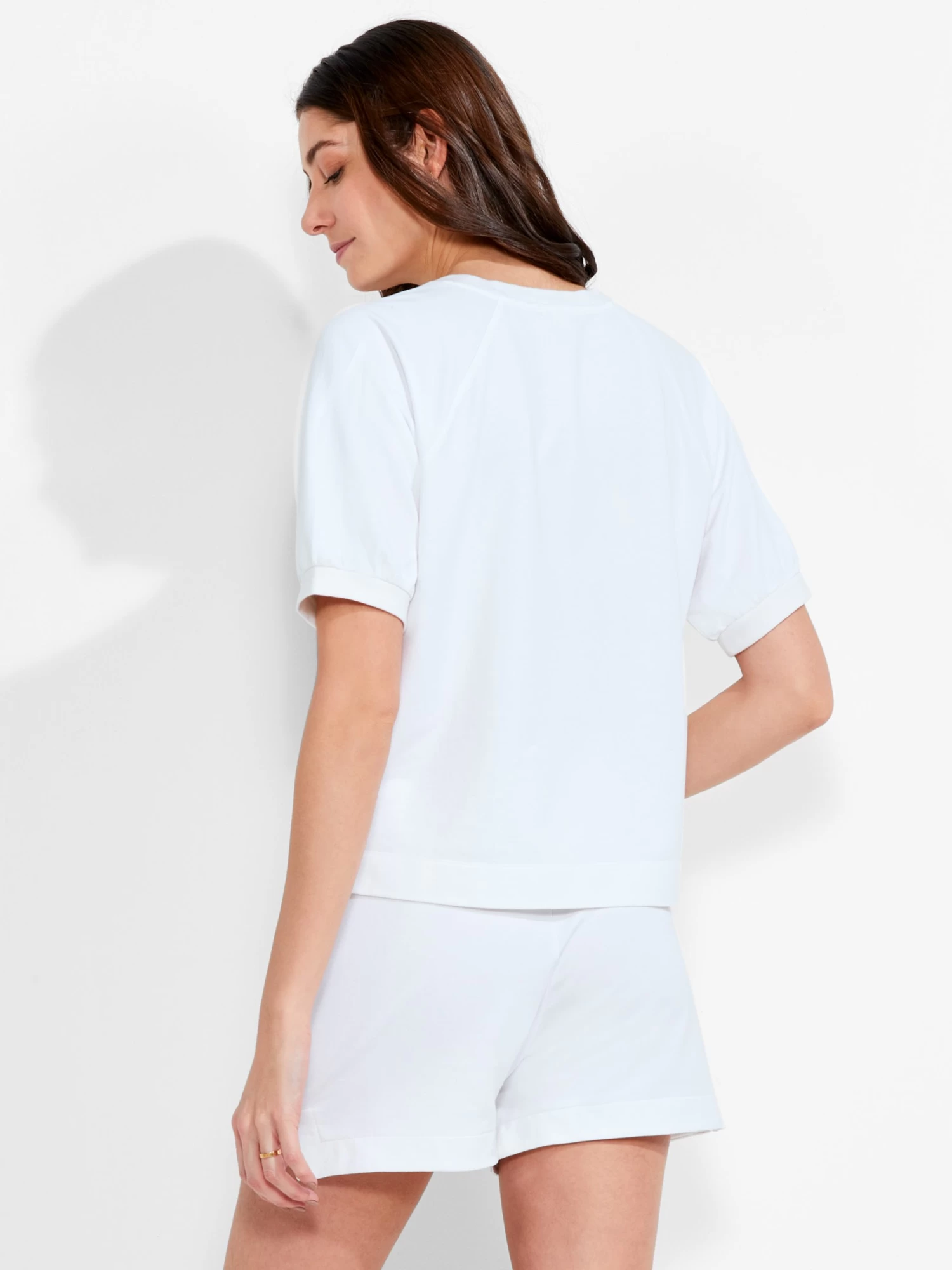 NZT Short Sleeve Round Neck French Terry Top PAPER WHITE - Image 3
