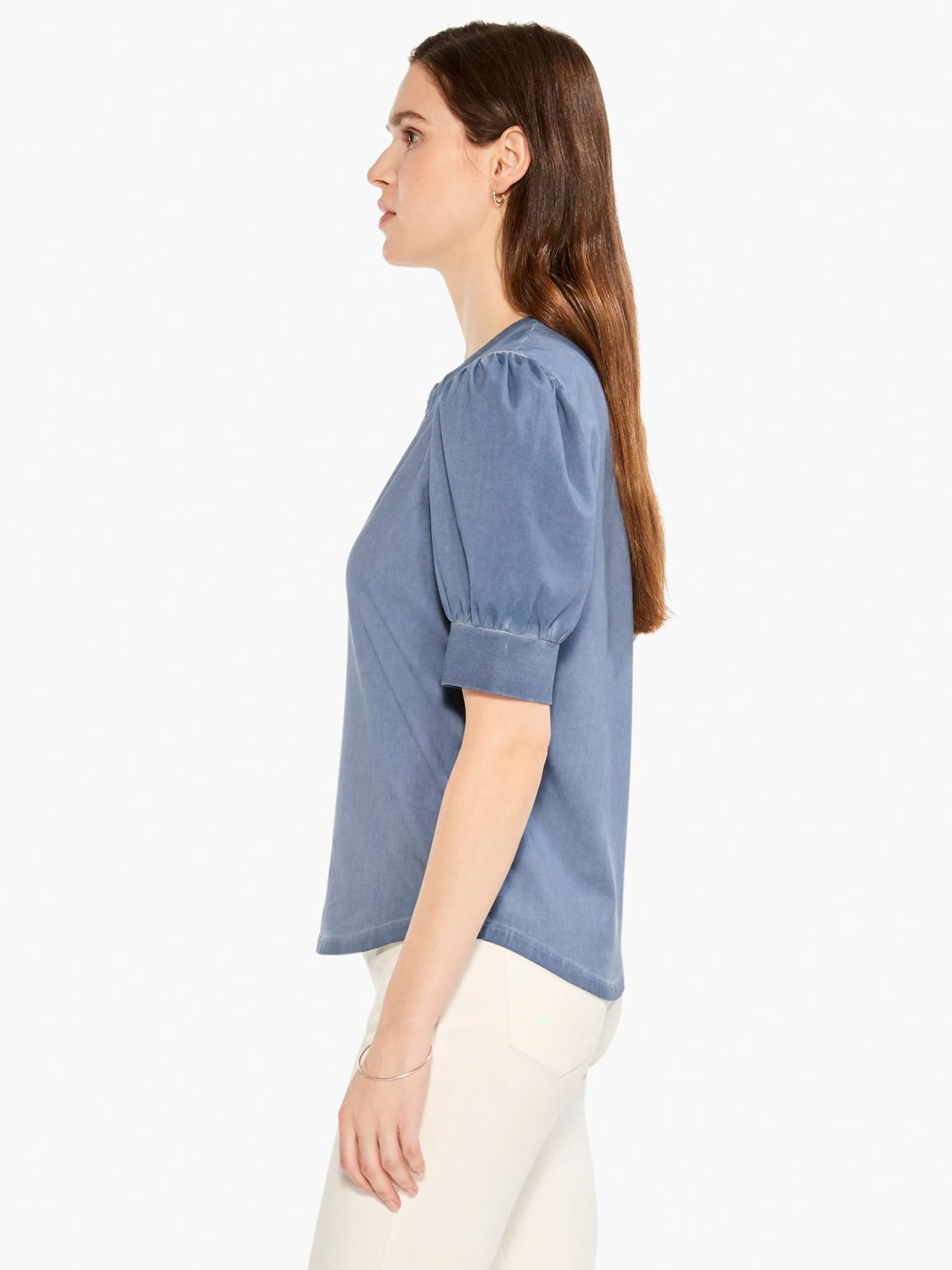 NZT Elbow Sleeve Split Neck Tee CHINA BLUE - Image 2
