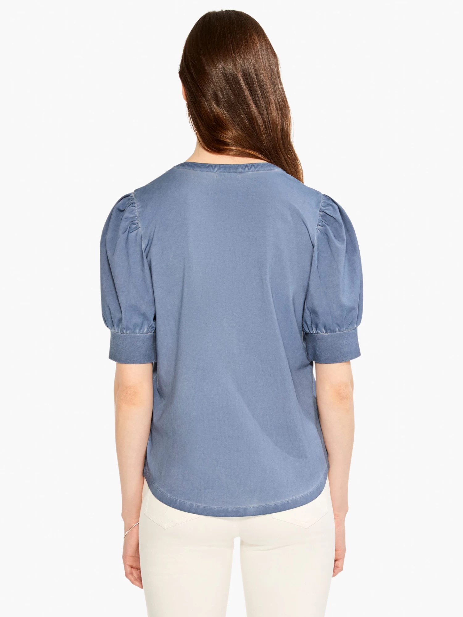 NZT Elbow Sleeve Split Neck Tee CHINA BLUE - Image 3