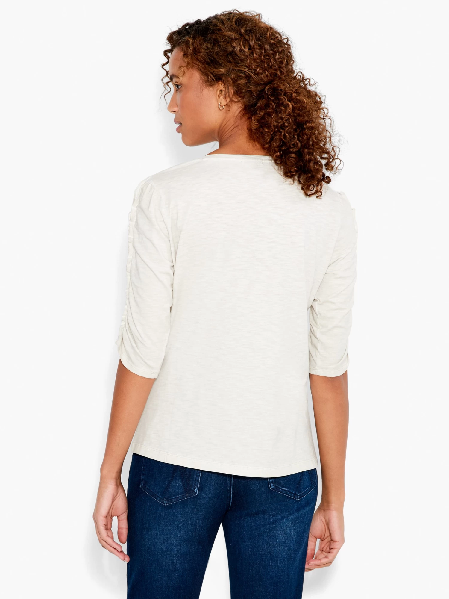 NZT Ruched Elbow Sleeve Split Neck - Image 3