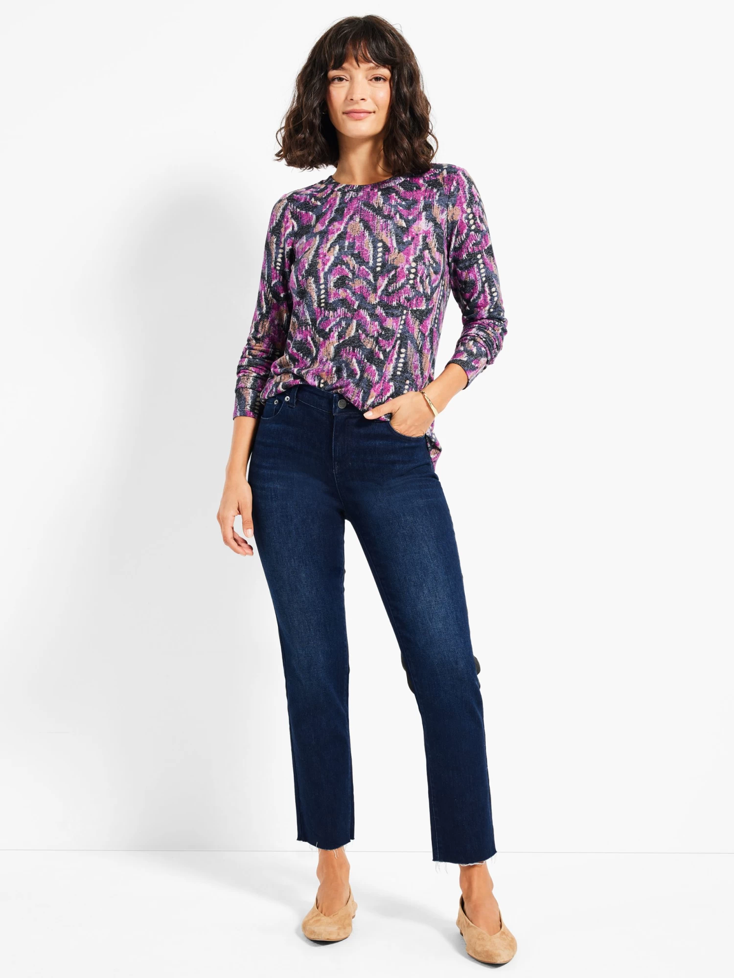 NZT Sweet Dreams Long Sleeve Printed Vines Tee PINK MULTI - Image 4