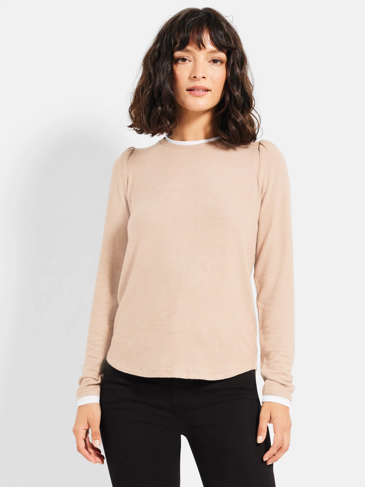 NZT Sweet Dreams Puff Shoulder Layered Top NATURAL