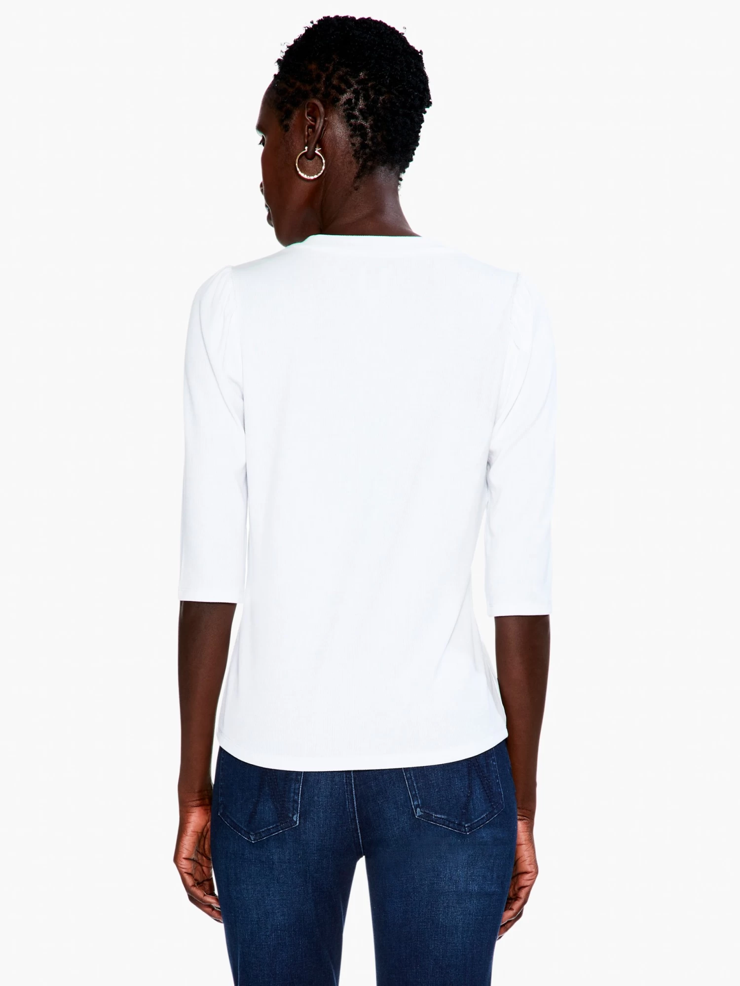 Drapey Rib Puff Sleeve Tee PAPER WHITE - Image 3