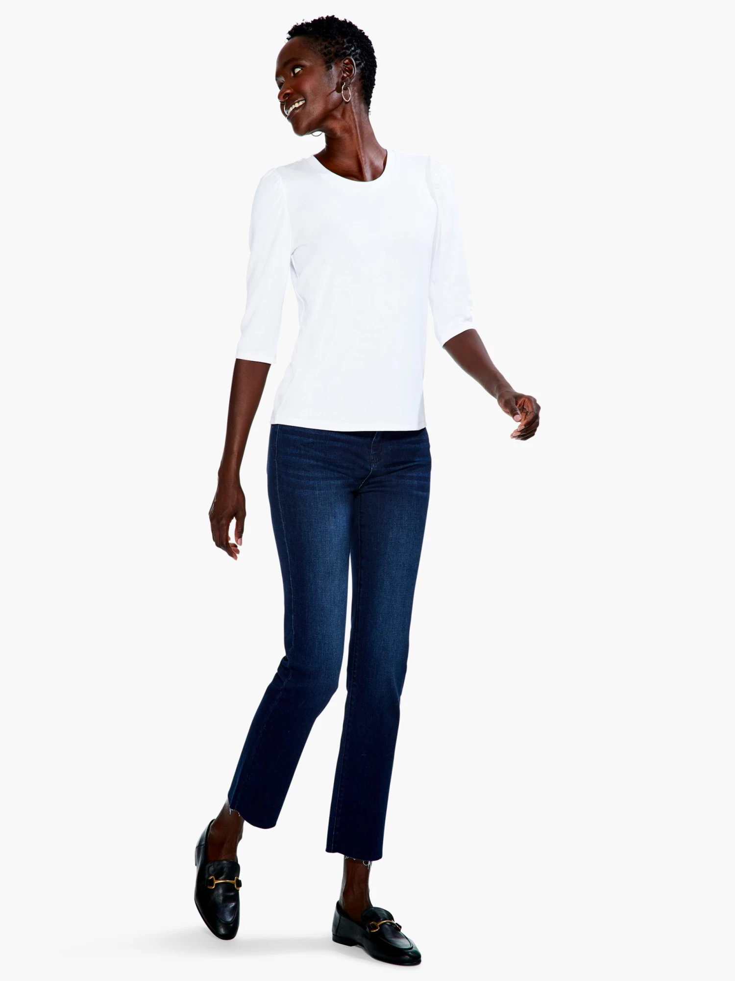 Drapey Rib Puff Sleeve Tee PAPER WHITE - Image 4