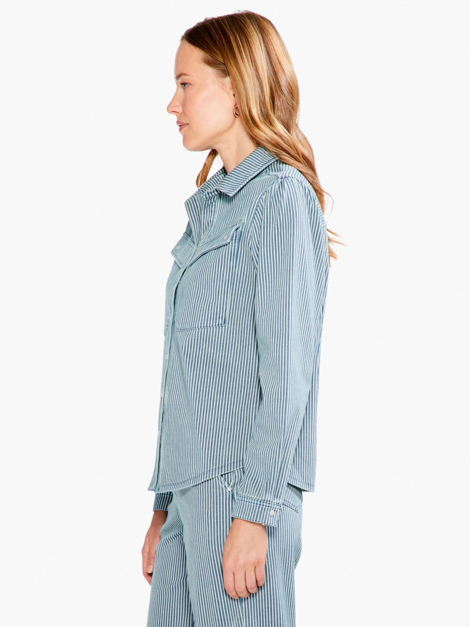 Railroad Stripe Shirt Jacket BLUE MULTI - Image 3