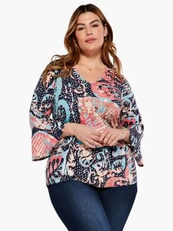 Batik Stamp Top INDIGO MULTI