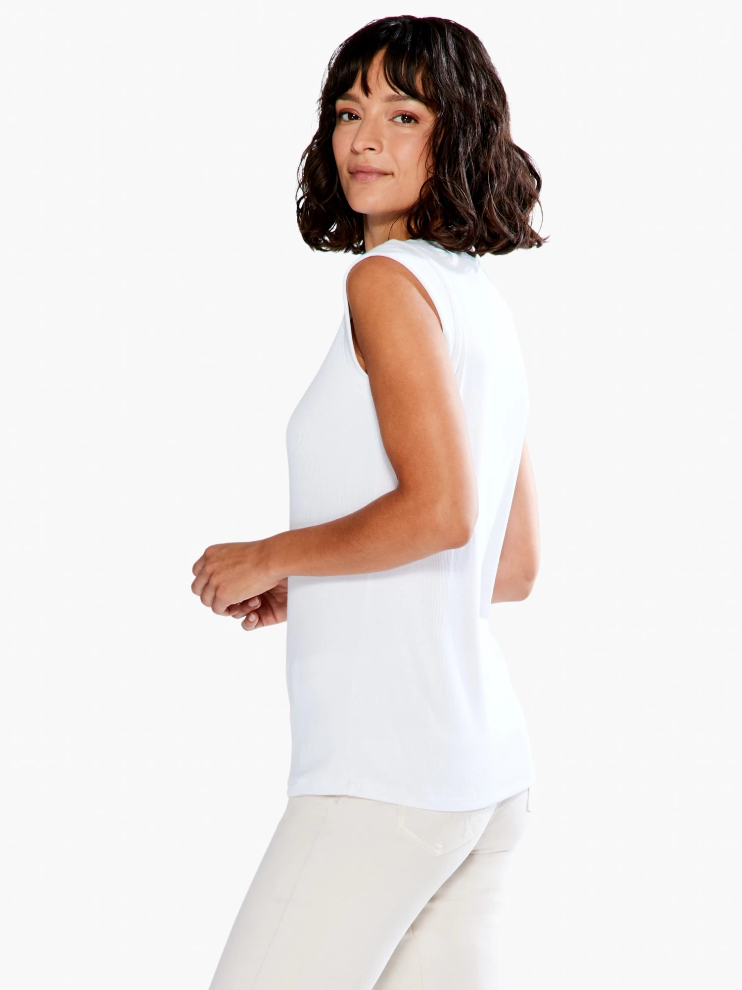 Drapey Rib Mesh Trim Tank PAPER WHITE - Image 2