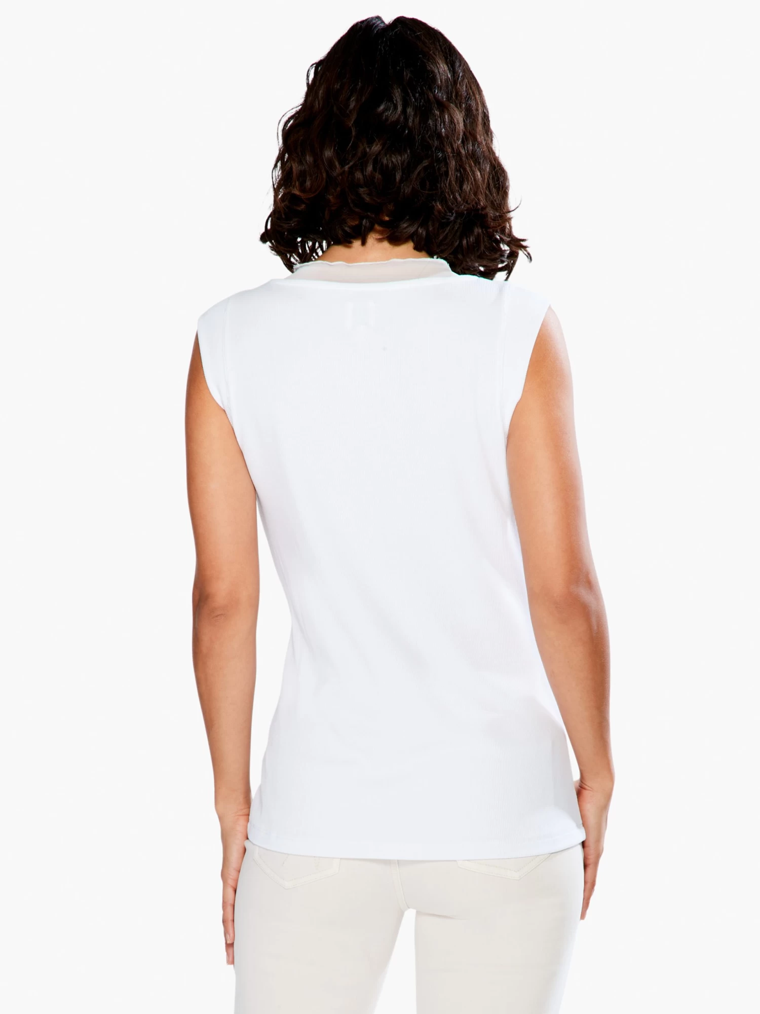 Drapey Rib Mesh Trim Tank PAPER WHITE - Image 3