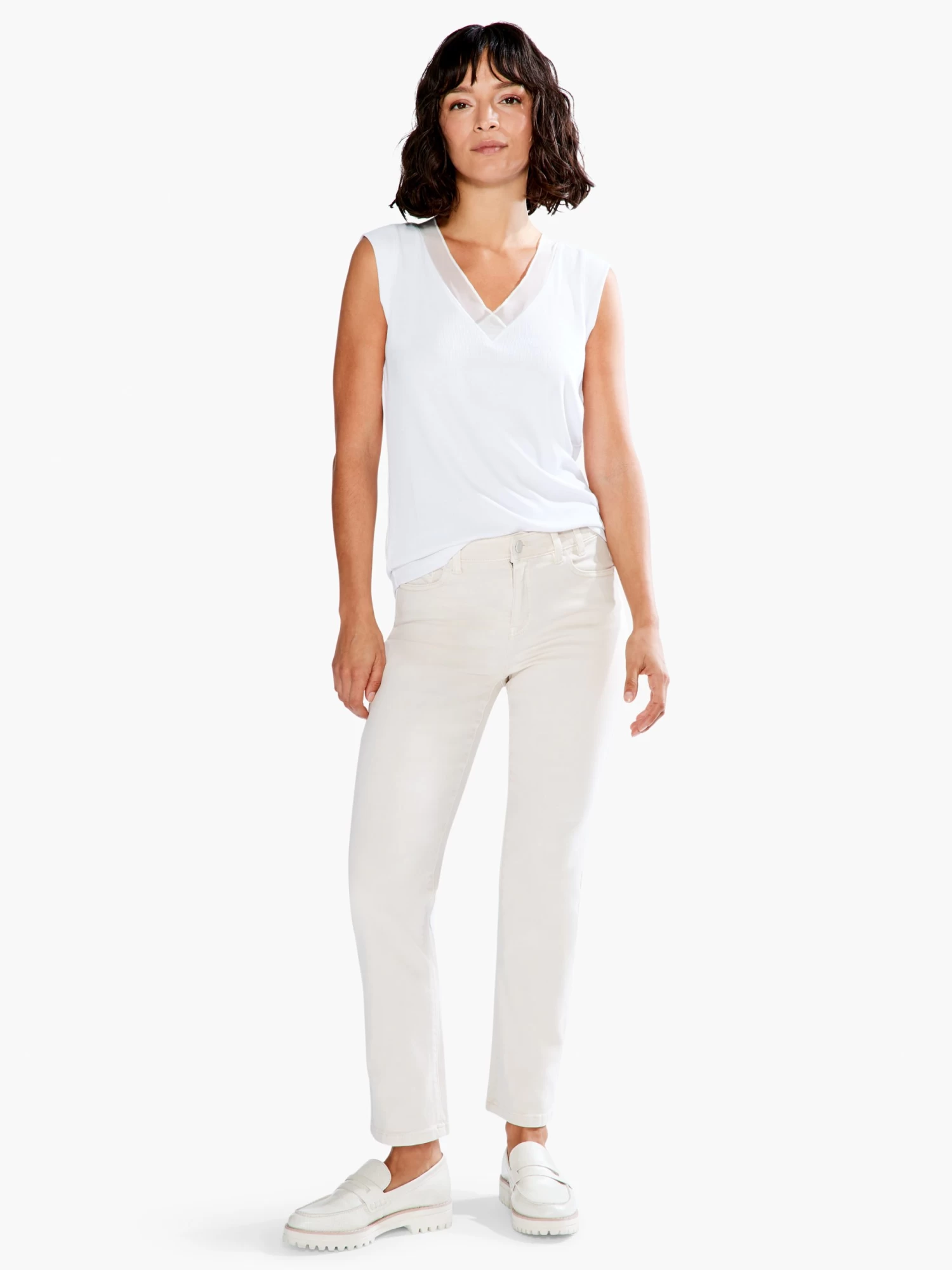 Drapey Rib Mesh Trim Tank PAPER WHITE - Image 4